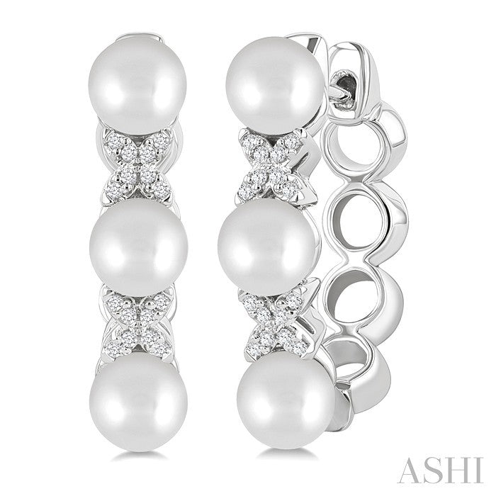Pearl & Diamond Floral Fashion Hoop Earrings