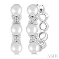 Pearl & Diamond Floral Fashion Hoop Earrings