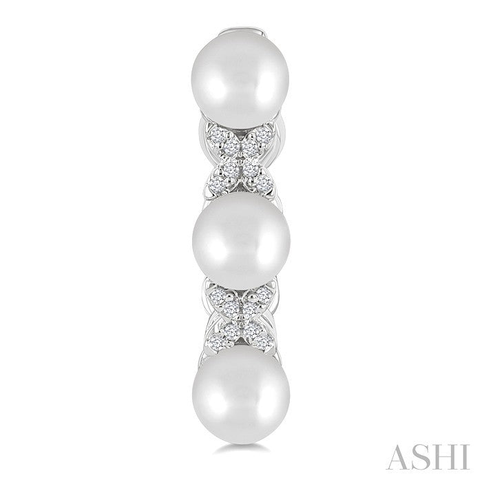 Pearl & Diamond Floral Fashion Hoop Earrings
