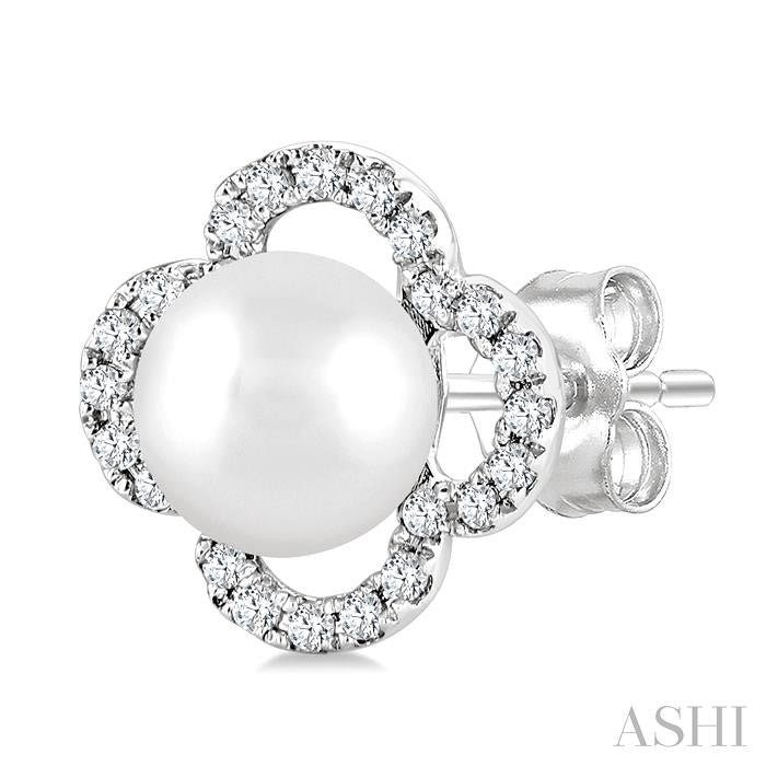 Clover Pearl & Petite Diamond Earrings
