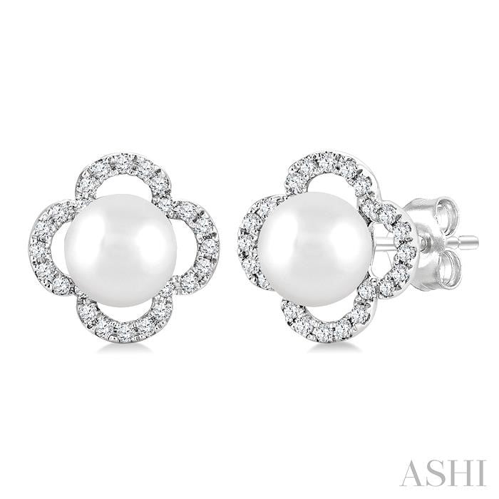 Clover Pearl & Petite Diamond Earrings