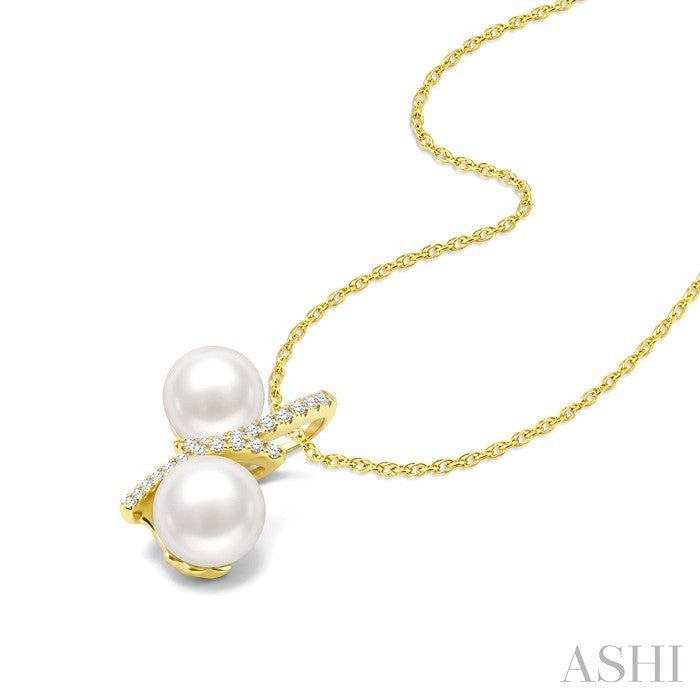 2 Stone Pearl & Diamond Fashion Pendant