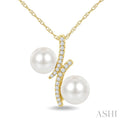 2 Stone Pearl & Diamond Fashion Pendant
