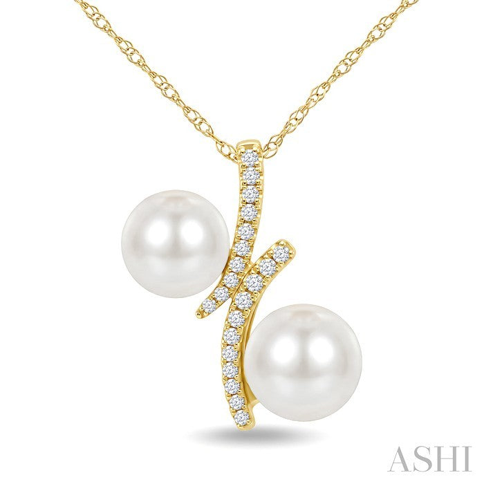 2 Stone Pearl & Diamond Fashion Pendant