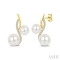 2 Stone Pearl & Diamond Fashion Earrings