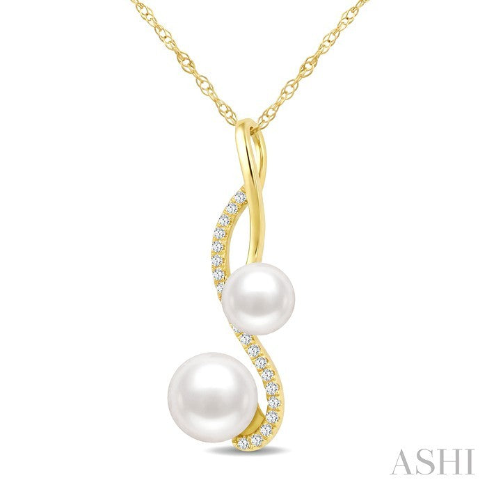 2 Stone Pearl & Diamond Fashion Pendant