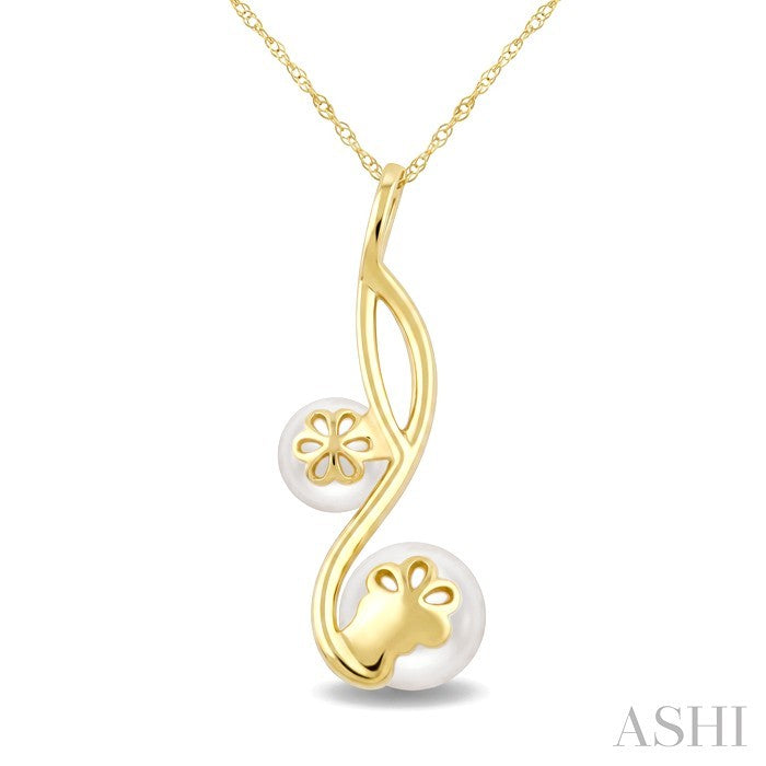 2 Stone Pearl & Diamond Fashion Pendant