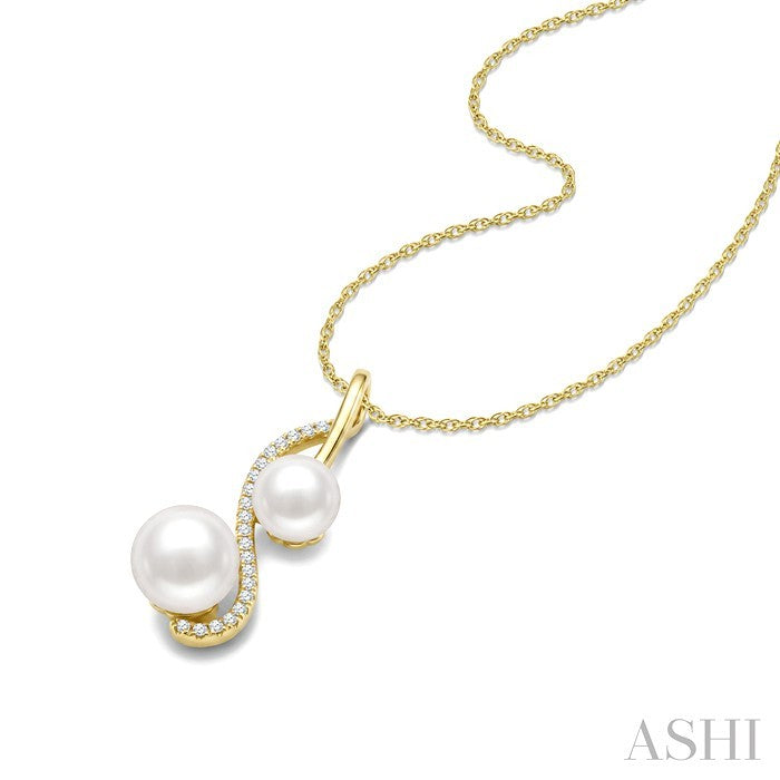 2 Stone Pearl & Diamond Fashion Pendant