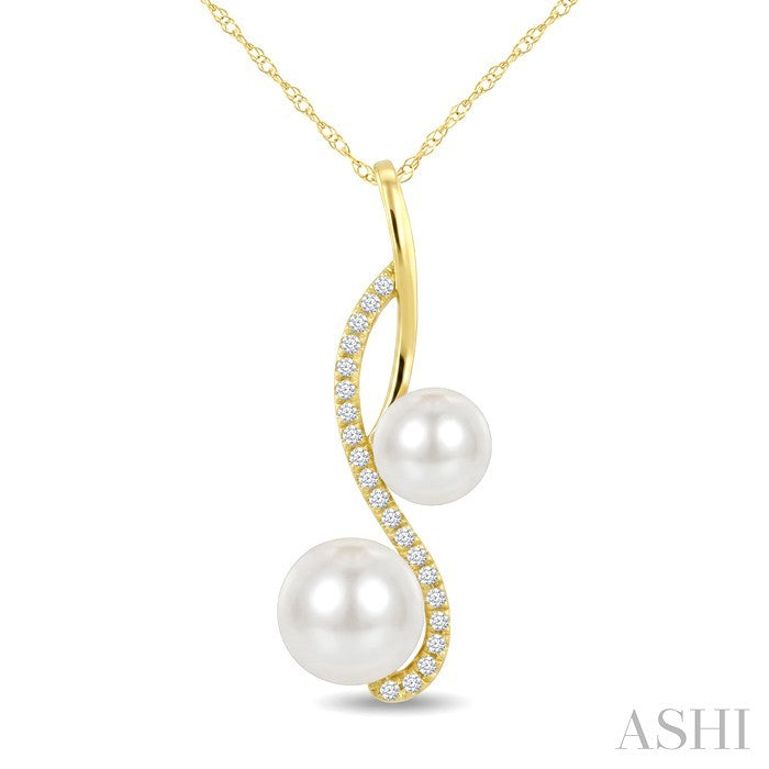 2 Stone Pearl & Diamond Fashion Pendant