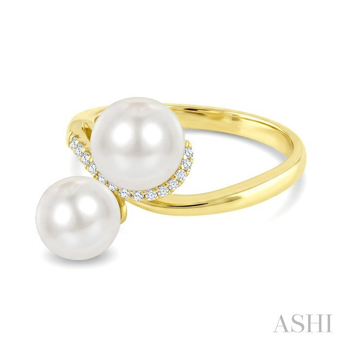 2 Stone Pearl & Diamond Fashion Ring