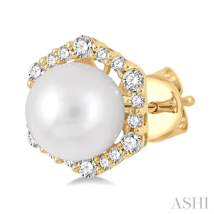 Pearl & Halo Diamond Fashion Earrings