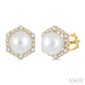 Pearl & Halo Diamond Fashion Earrings