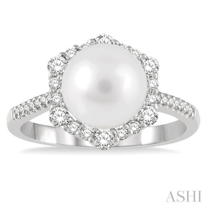 Pearl & Halo Diamond Fashion Ring