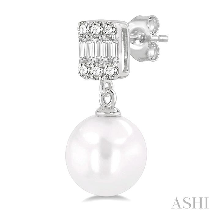 Pearl Drop Diamond Earrings