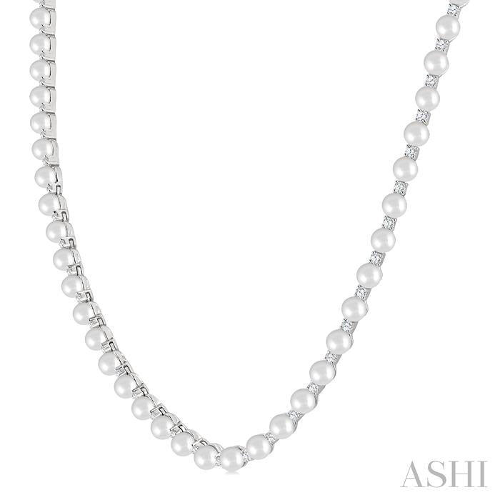 Pearl & Diamond Straightline Fashion Necklace
