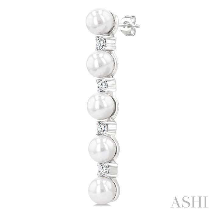 Pearl & Diamond Straightline Fashion Earrings
