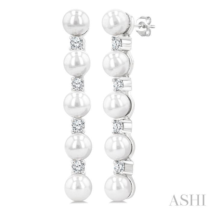 Pearl & Diamond Straightline Fashion Earrings