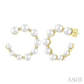 Graduated Pearl & Diamond Half Hoop Earrings