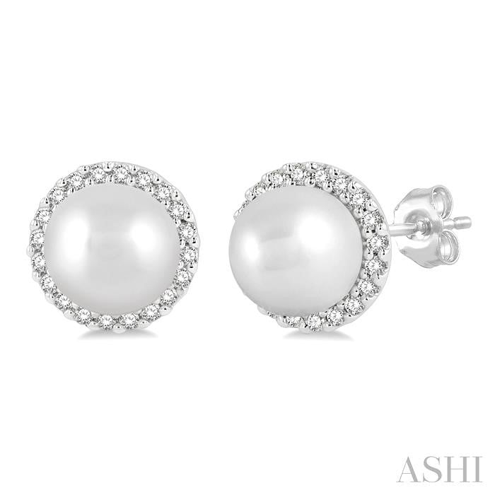 Pearl & Petite Halo Diamond Fashion Earrings