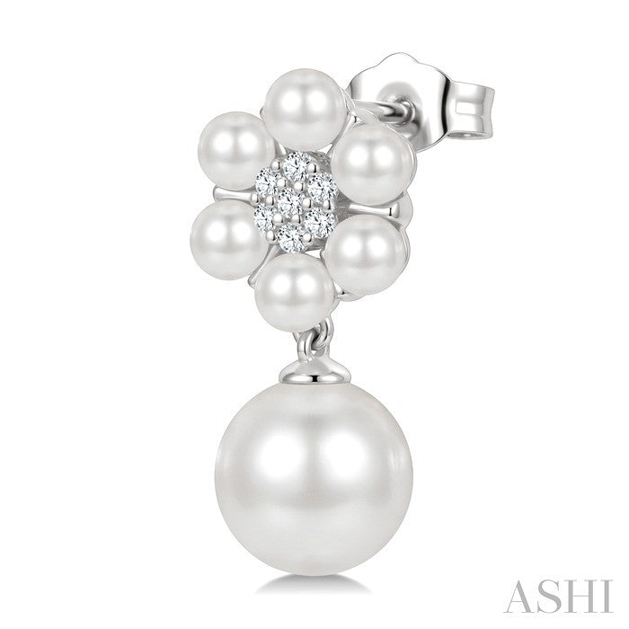 Floral Pearl & Diamond Fashion Earrings