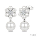 Floral Pearl & Diamond Fashion Earrings