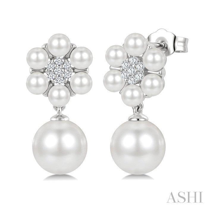 Floral Pearl & Diamond Fashion Earrings