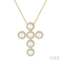 Cross Pearl & Halo Diamond Fashion Pendant