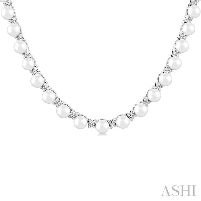 Pearl & Diamond Floral Fashion Necklace