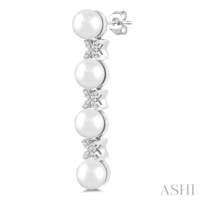 Pearl & Diamond Floral Fashion Earrings