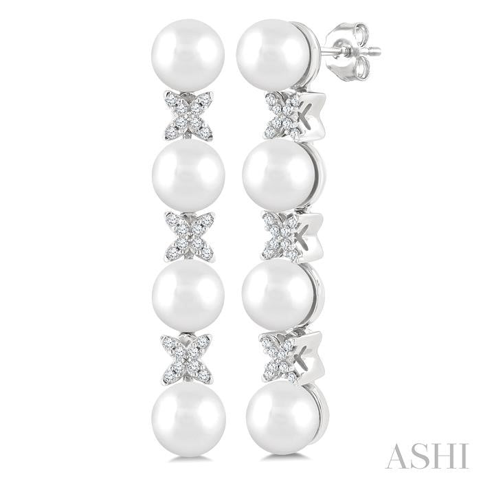 Pearl & Diamond Floral Fashion Earrings