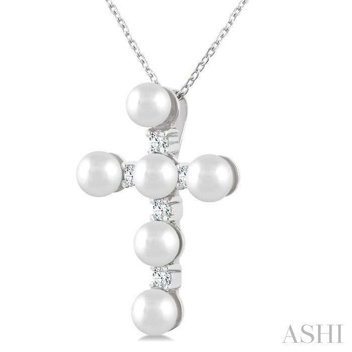 Cross Pearl & Diamond Fashion Pendant