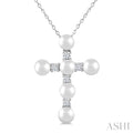 Cross Pearl & Diamond Fashion Pendant