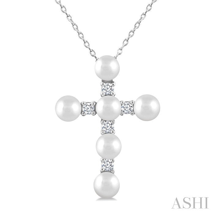 Cross Pearl & Diamond Fashion Pendant