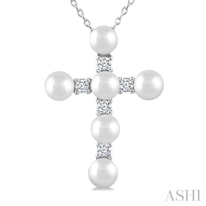 Cross Pearl & Diamond Fashion Pendant