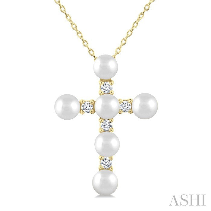 Cross Pearl & Diamond Fashion Pendant
