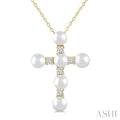 Cross Pearl & Diamond Fashion Pendant