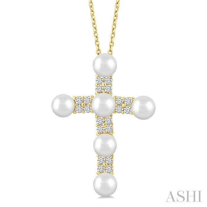Cross Pearl & Diamond Fashion Pendant