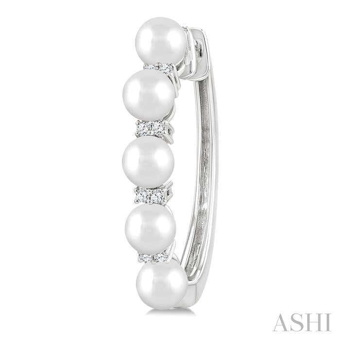 Pearl & Diamond Fashion Hoop Earrings
