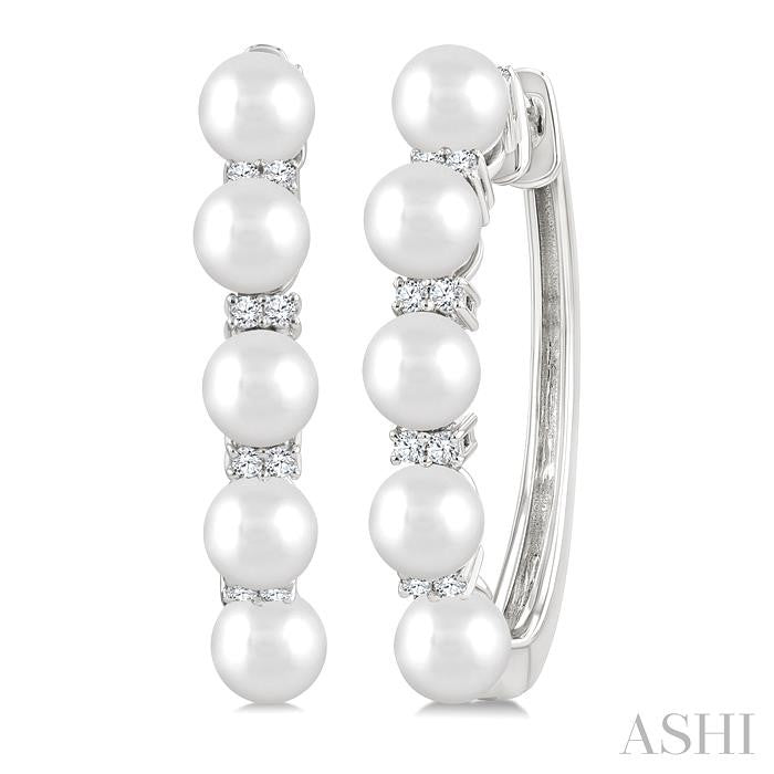 Pearl & Diamond Fashion Hoop Earrings