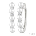 Pearl & Diamond Fashion Hoop Earrings