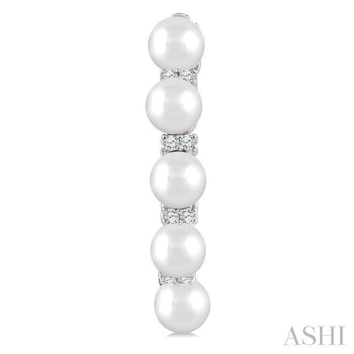 Pearl & Diamond Fashion Hoop Earrings