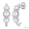 Pearl & Halo Diamond Half Hoop Earrings