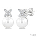 Pearl & Diamond Floral Fashion Earrings