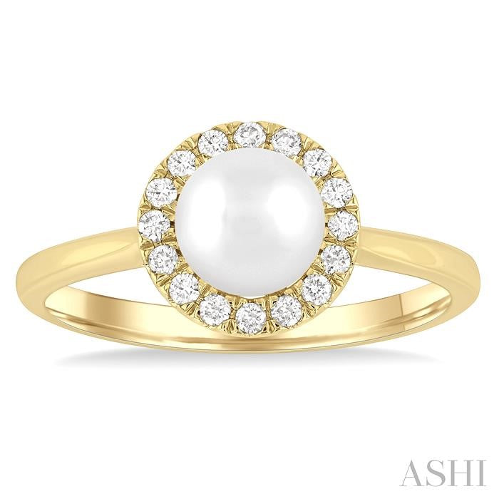 Pearl & Halo Diamond Ring