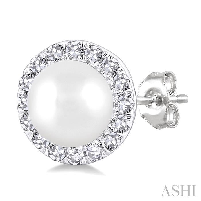 Pearl & Halo Diamond Earrings