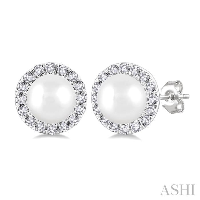 Pearl & Halo Diamond Earrings
