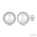 Pearl & Halo Diamond Earrings