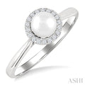 Pearl & Halo Diamond Ring
