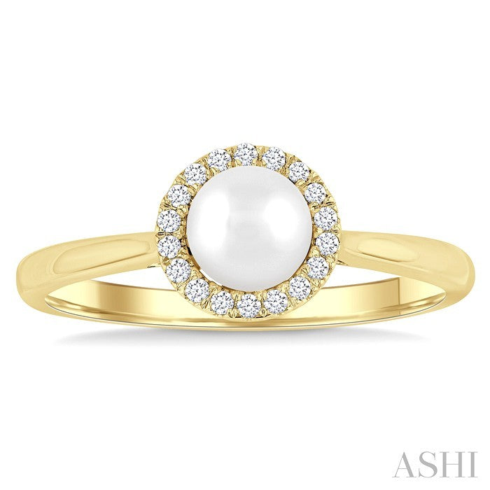 Pearl & Halo Diamond Ring
