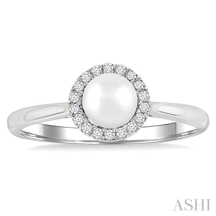 Pearl & Halo Diamond Ring